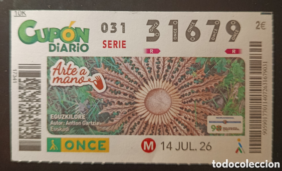 Cupones ONCE: N&deg; 31679 (14/JULIO/2026)-EUSKADI