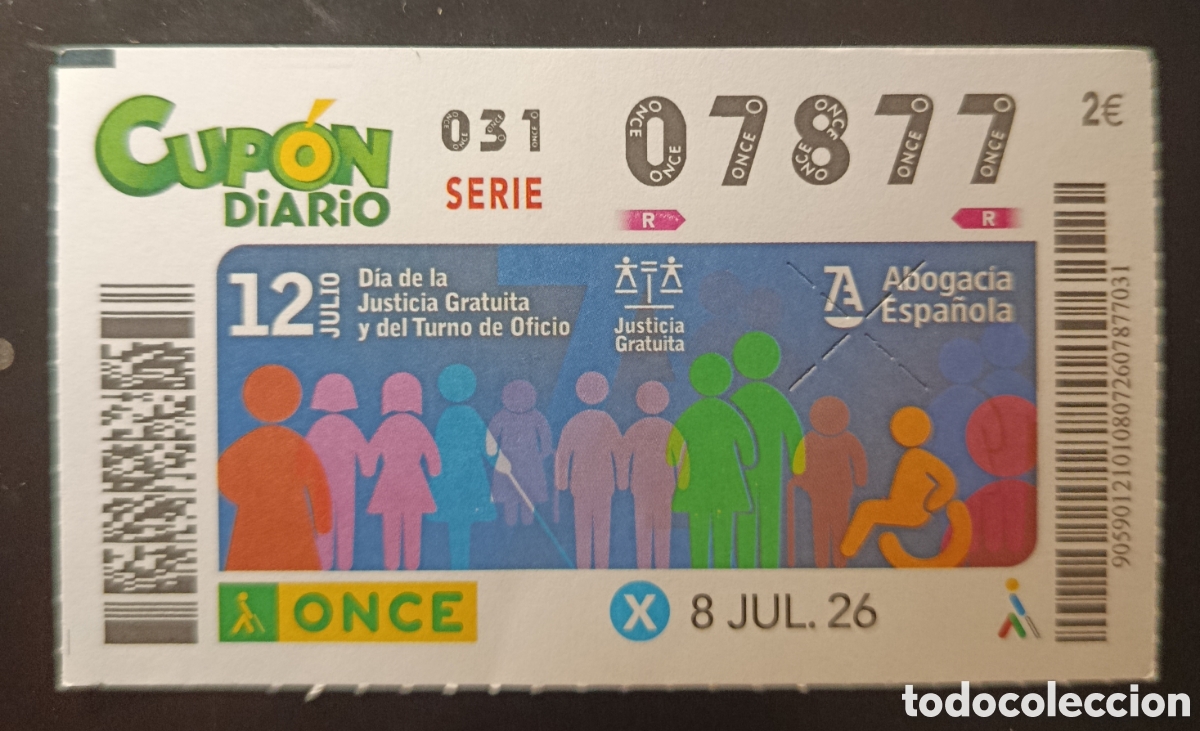 Cupones ONCE: N&deg; 07877 (8/JULIO/2026)