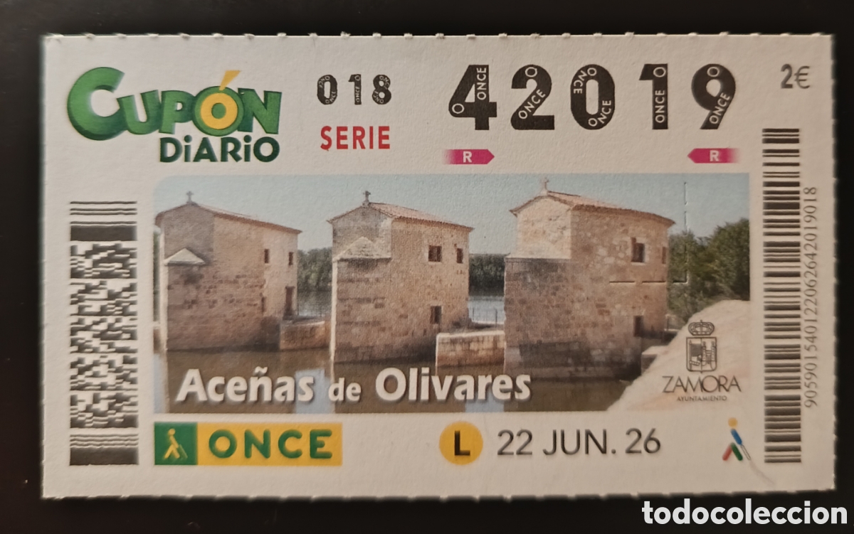 Cupones ONCE: N&deg; 42019 (22/JUNIO/2026)-ZAMORA