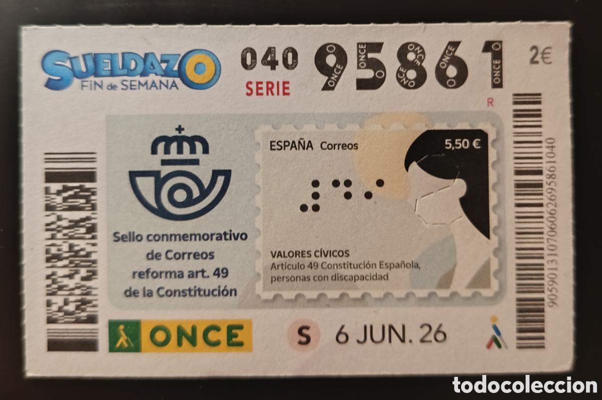 Cupones ONCE: N&deg; 95861 (6/JUNIO/2026)