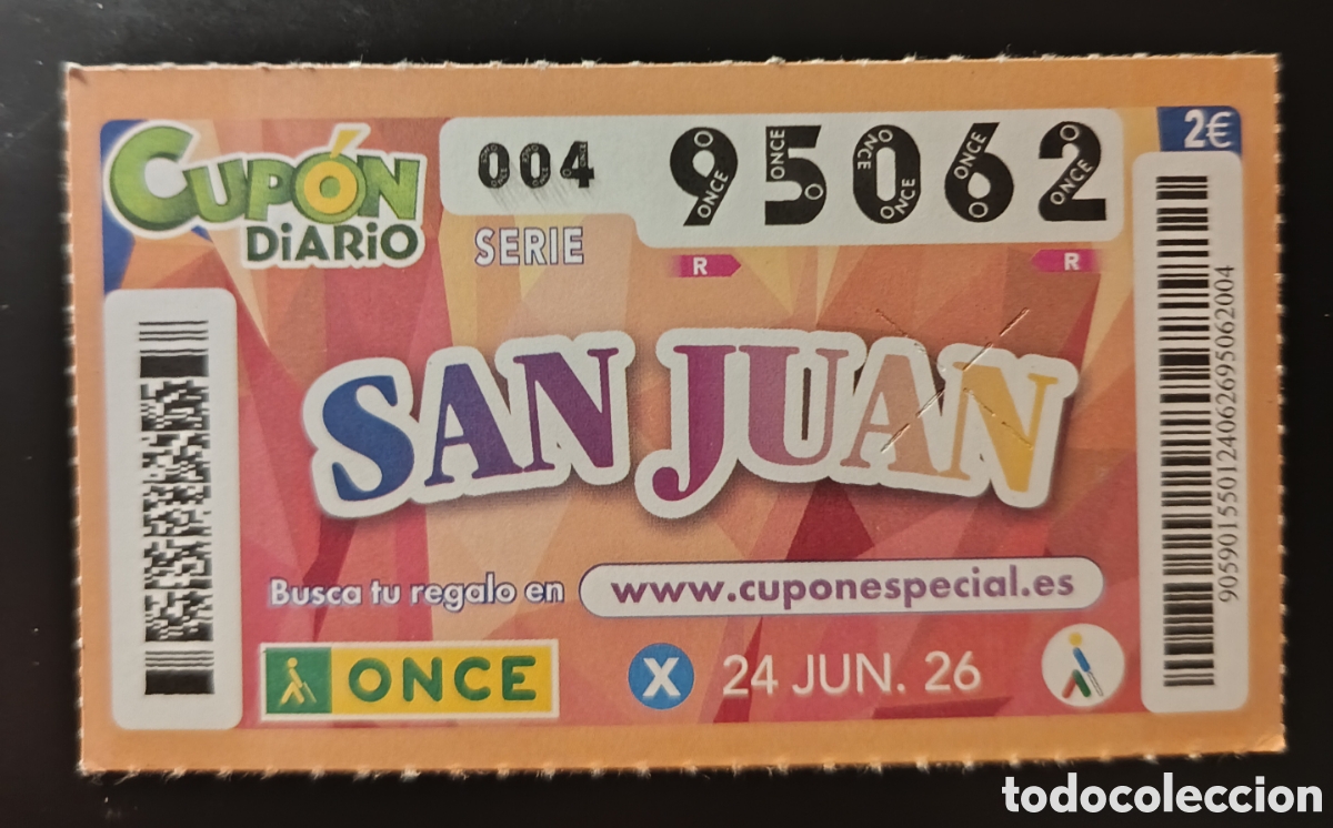 Cupones ONCE: N&deg; 95062 (24/JUNIO/2026)