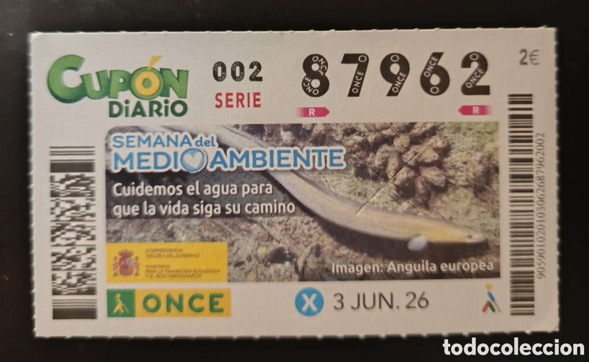 Cupones ONCE: N&deg; 87962 (3/JUNIO/2026)
