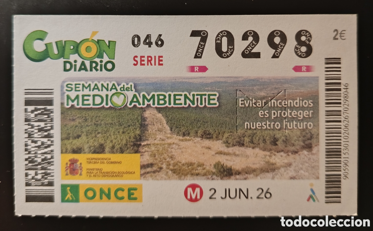 Cupones ONCE: N&deg; 70298 (2/JUNIO/2026)