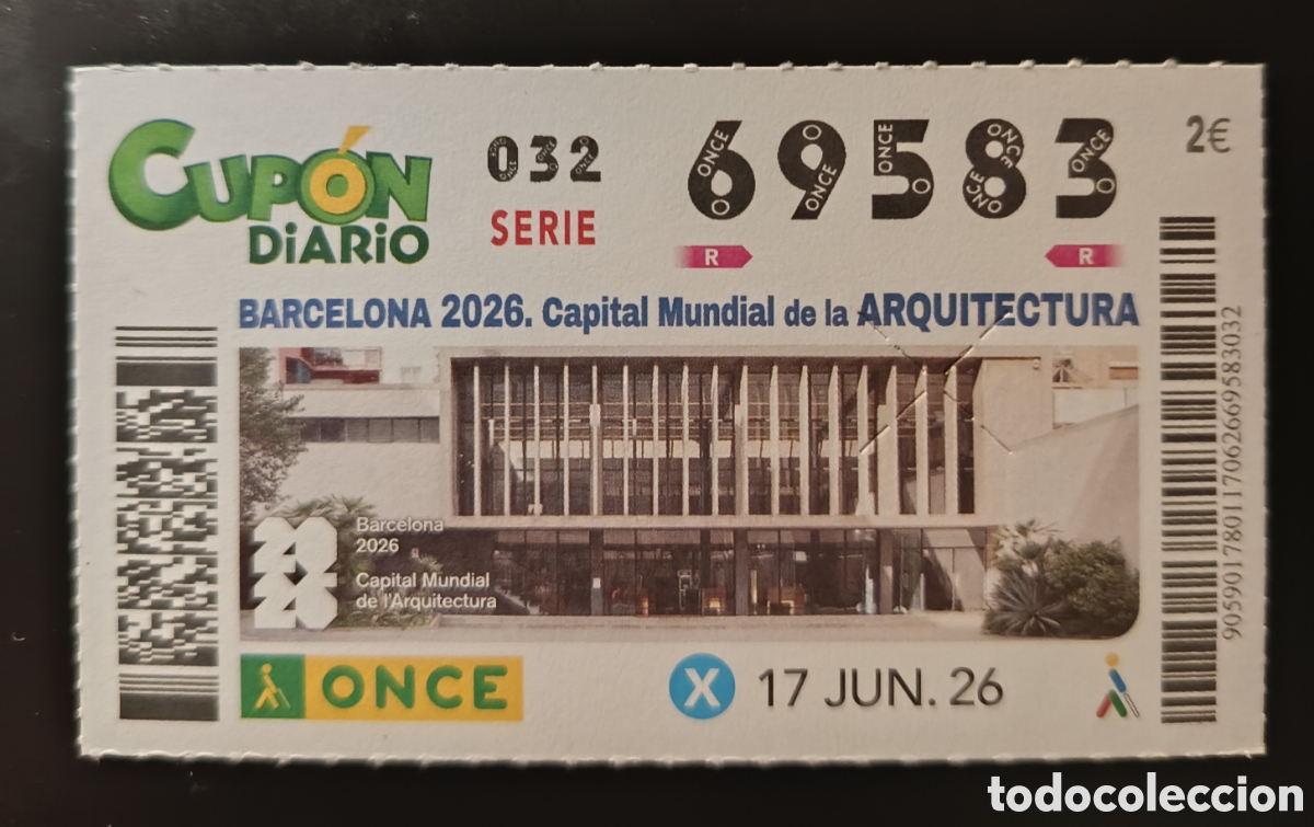 Cupones ONCE: N&deg; 69583 (17/JUNIO/2026)-BARCELONA