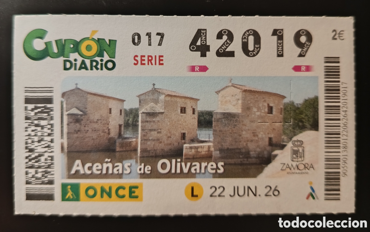 Cupones ONCE: N&deg; 42019 (22/JUNIO/2026)-ZAMORA