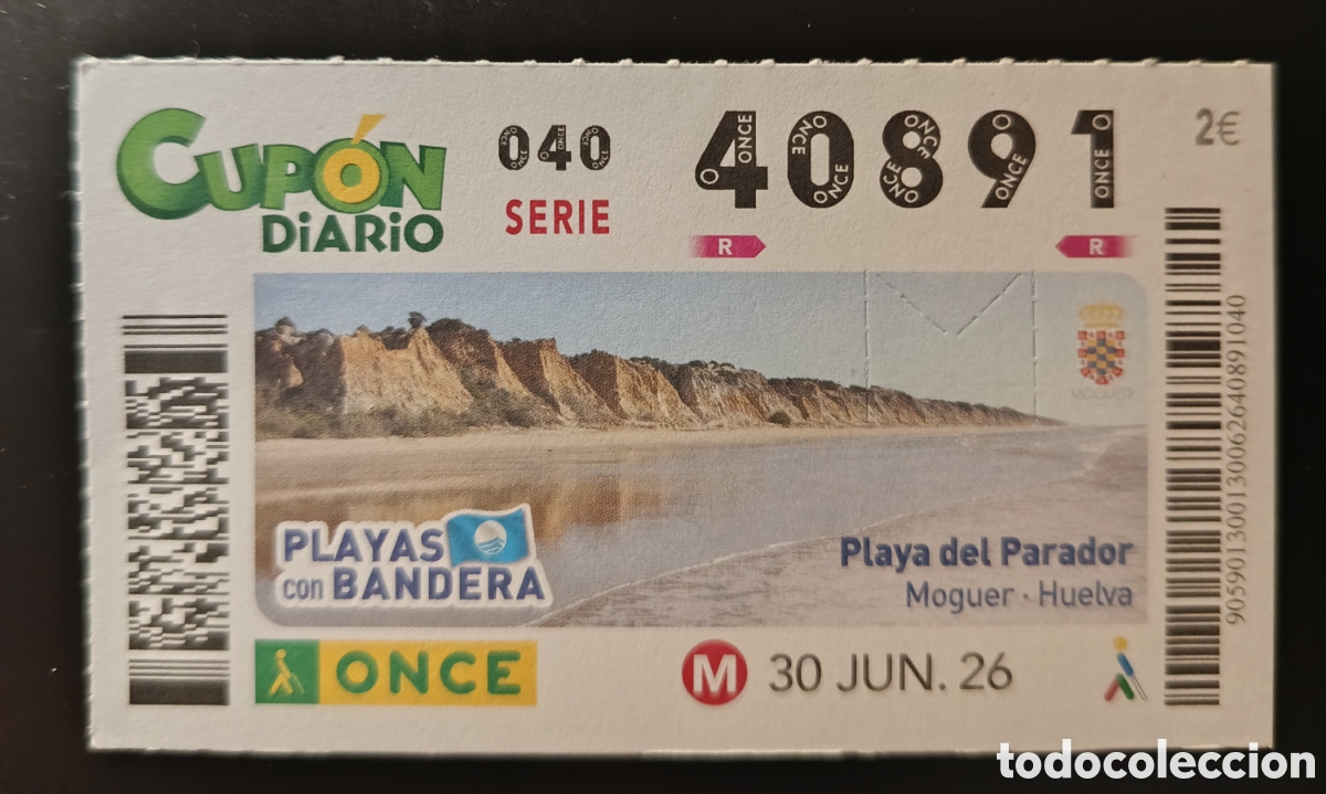 Cupones ONCE: N&deg; 40891 (30/JUNIO/2026)-HUELVA