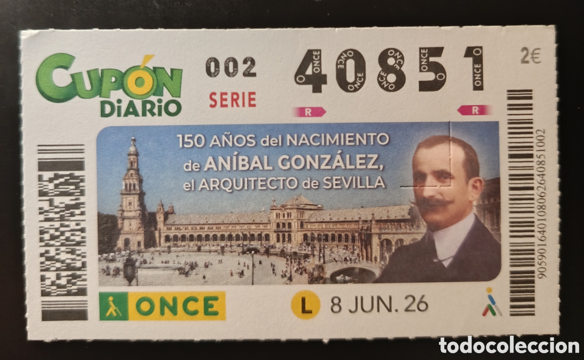 Cupones ONCE: N&deg; 40851 (8/JUNIO/2026)-SEVILLA