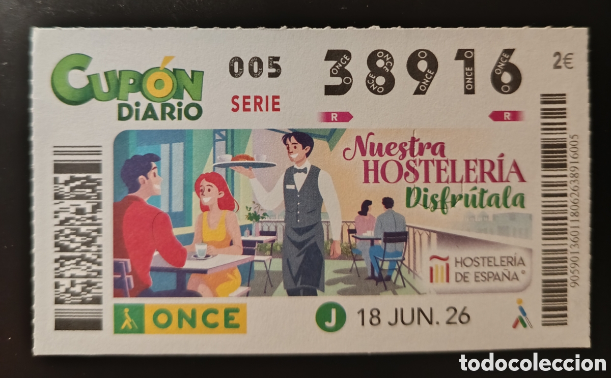 Cupones ONCE: N&deg; 38916 (18/JUNIO/2026)