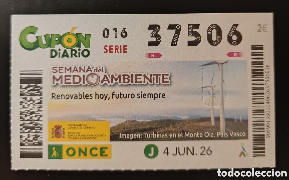 Cupones ONCE: N&deg; 37506 (4/JUNIO/2026)-EUSKADI