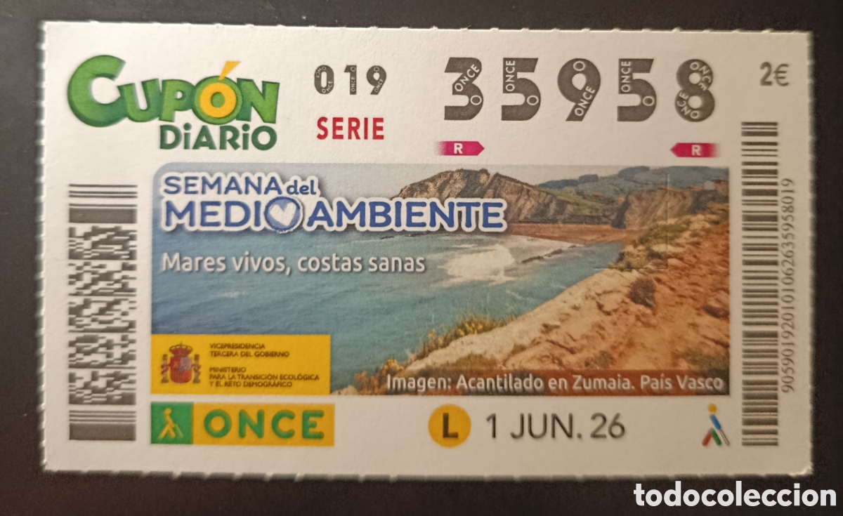 Cupones ONCE: N&deg; 35958 (1/JUNIO/2026)-EUSKADI
