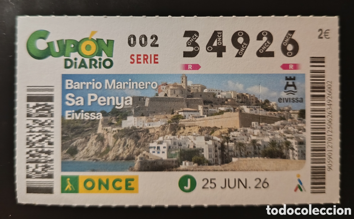 Cupones ONCE: N&deg; 34926 (25/JUNIO/2026)-BALEARES