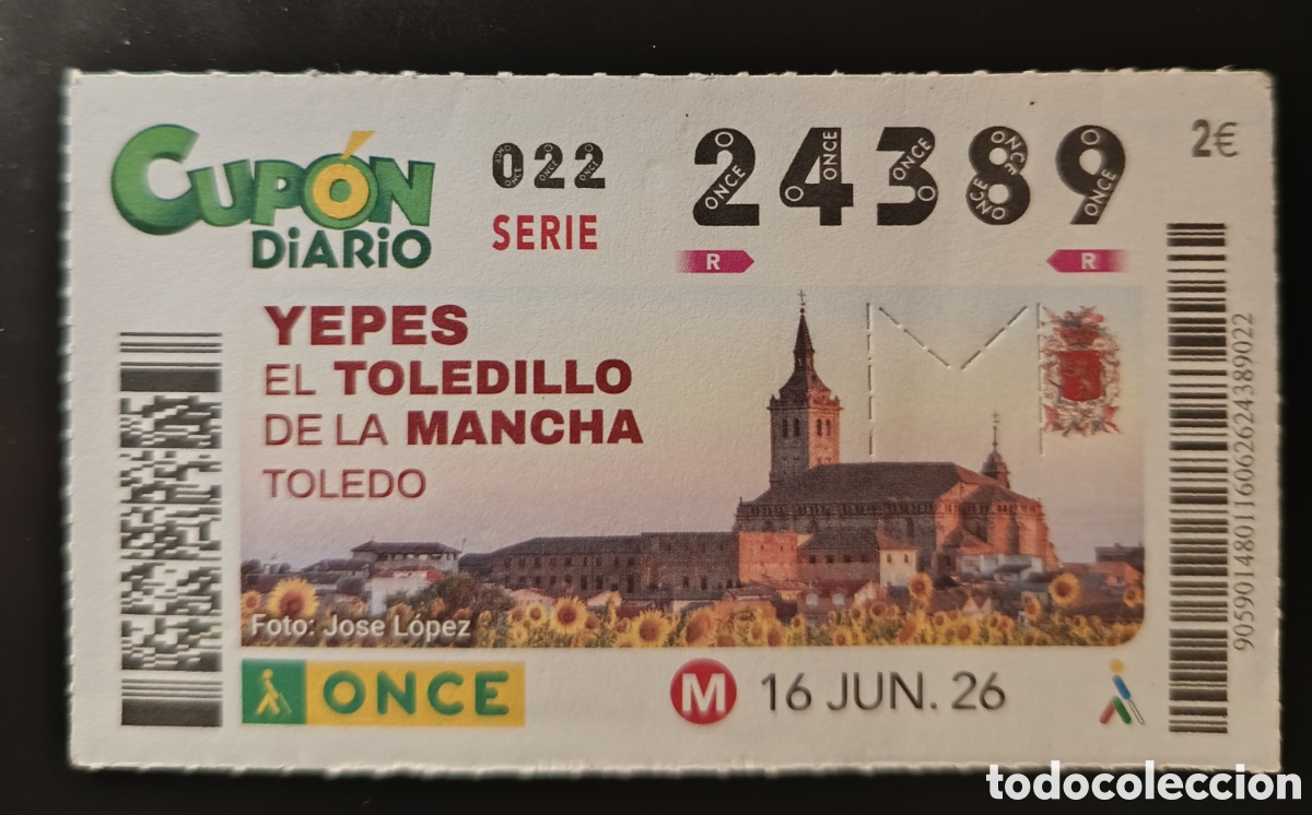 Cupones ONCE: N&deg; 24389 (16/JUNIO/2026)-TOLEDO