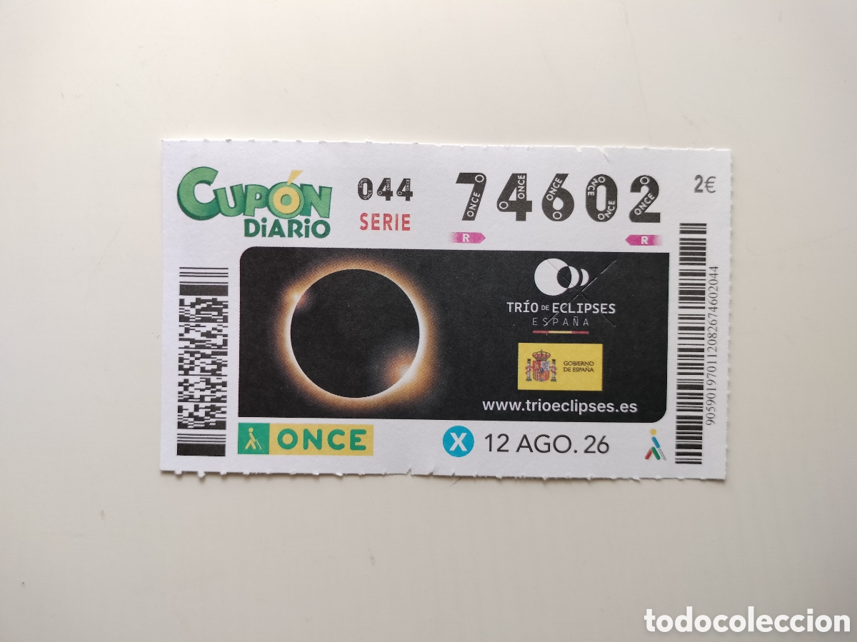 Cupones ONCE: CUP&Oacute;N DIARIO ONCE TRIO DE ECLIPSES ECLIPSE 12 AGOSTO 2026