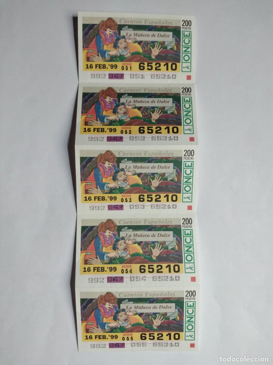 Cupones ONCE: 5 CUP&Oacute;N ONCE CUENTOS ESPA&Ntilde;OLES LA MU&Ntilde;ECA DE DULCE 16 FEBRERO 99 1999 65210
