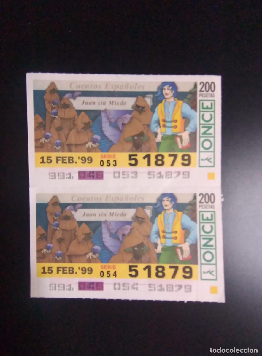 Cupones ONCE: 2 CUP&Oacute;N ONCE CUENTOS ESPA&Ntilde;OLES JUAN SIN MIEDO 15 FEBRERO 99 1999 51879