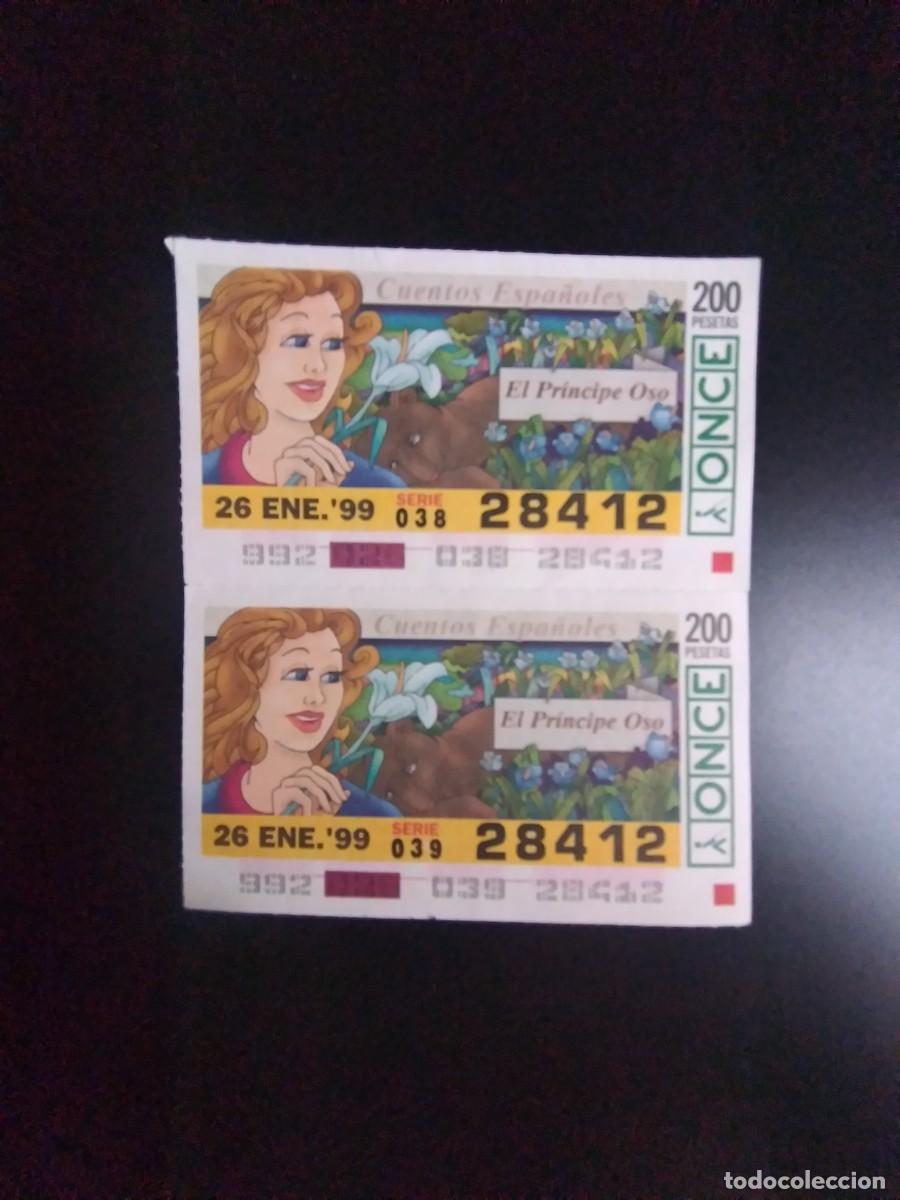 Cupones ONCE: 2 CUP&Oacute;N ONCE CUENTOS ESPA&Ntilde;OLES EL PR&Iacute;NCIPE OSO 26 ENERO 99 1999 28412