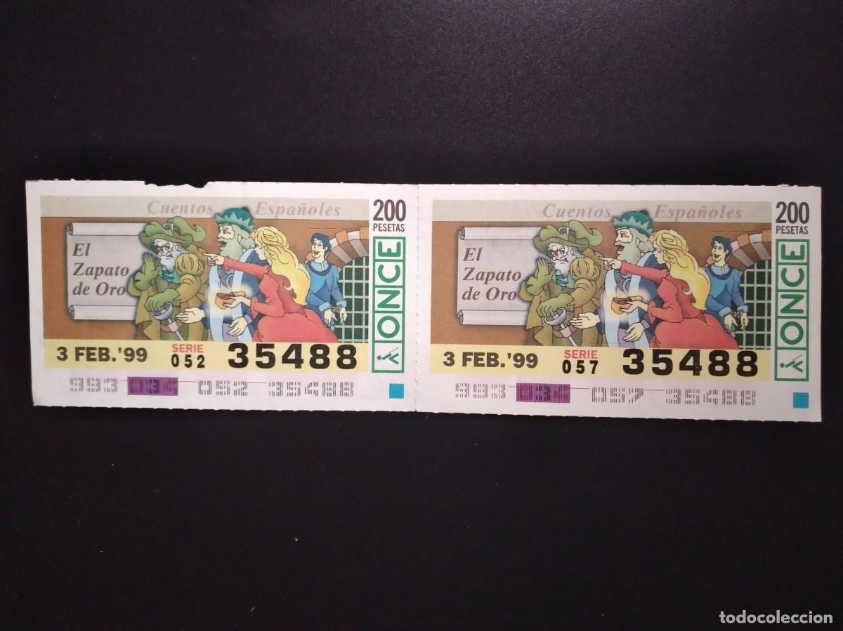 Cupones ONCE: 2 CUP&Oacute;N ONCE CUENTOS ESPA&Ntilde;OLES EL ZAPATO DE ORO 3 FEBRERO 99 1999 35488
