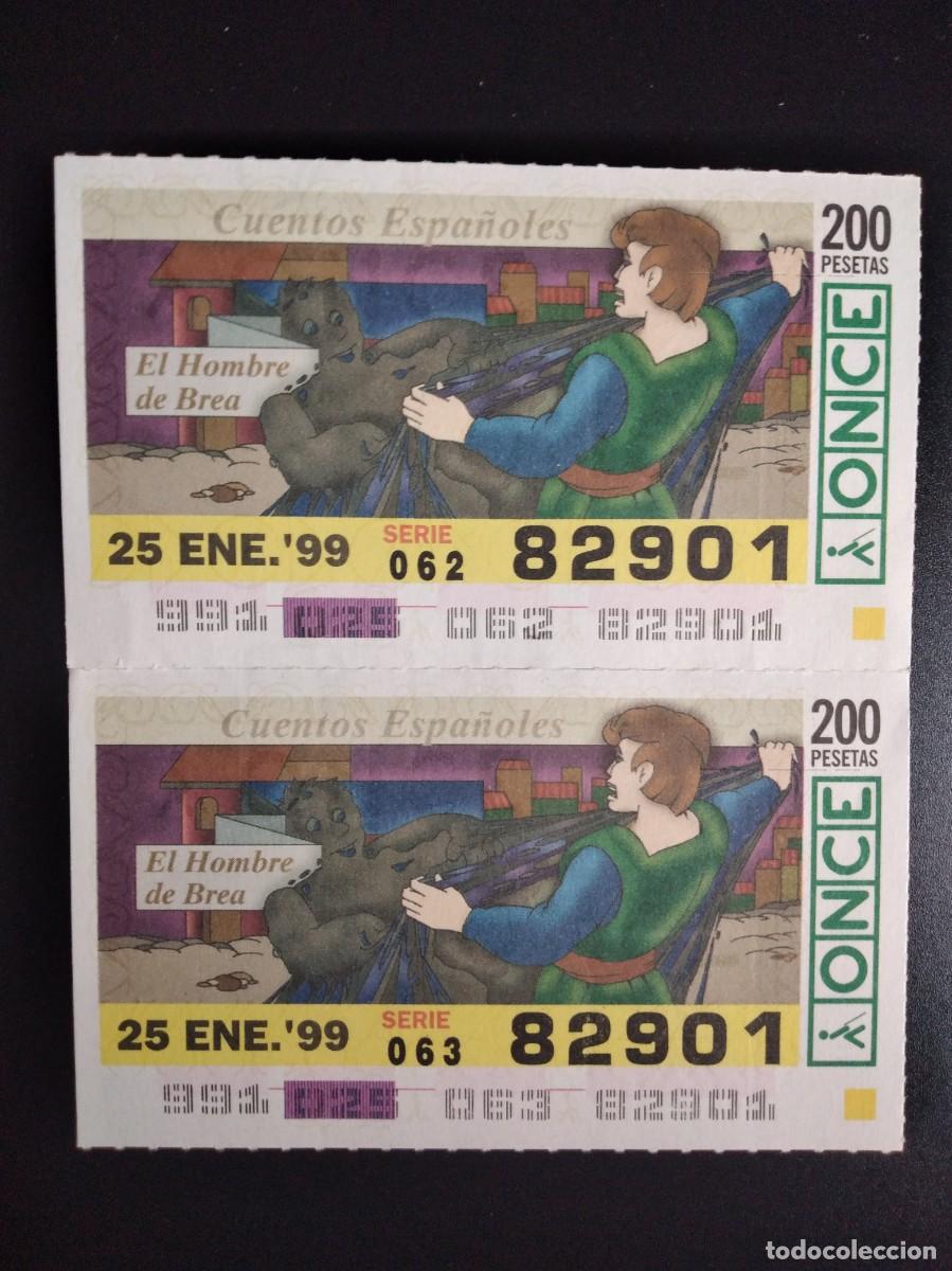 Cupones ONCE: 2 CUP&Oacute;N ONCE CUENTOS ESPA&Ntilde;OLES EL HOMBRE DE BREA 25 ENERO 99 1999 82901