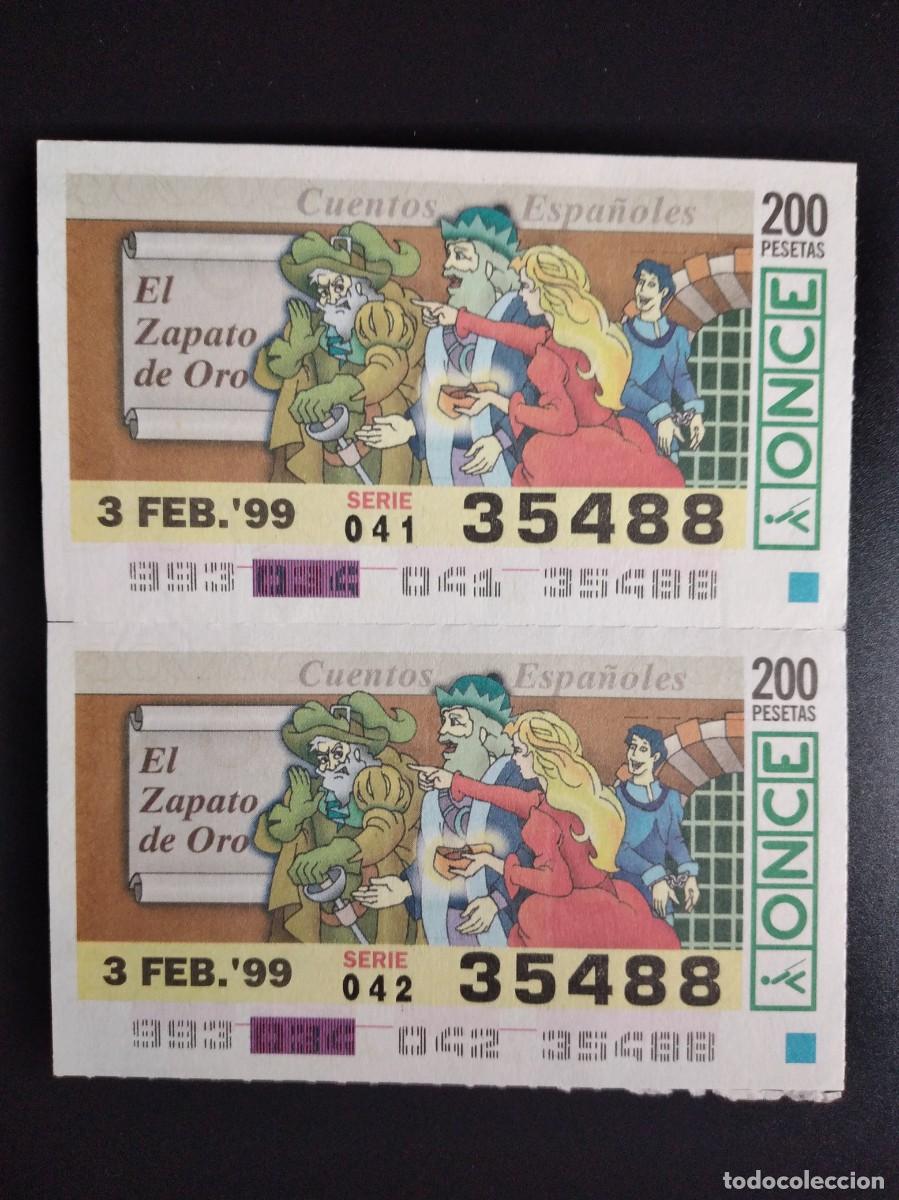 Cupones ONCE: 2 CUP&Oacute;N ONCE CUENTOS ESPA&Ntilde;OLES EL ZAPATO DE ORO 3 FEBRERO 99 1999 35488