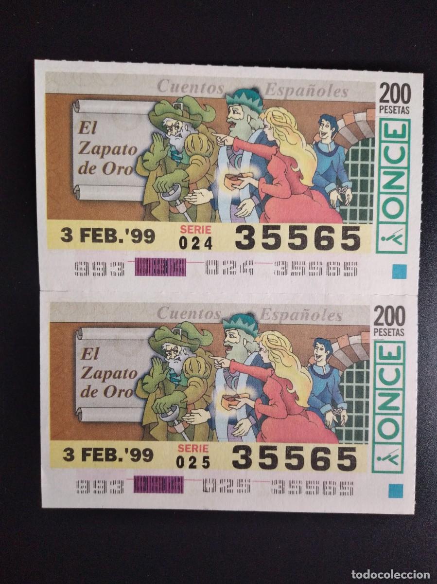 Cupones ONCE: 2 CUP&Oacute;N ONCE CUENTOS ESPA&Ntilde;OLES EL ZAPATO DE ORO 3 FEBRERO 99 1999 35565