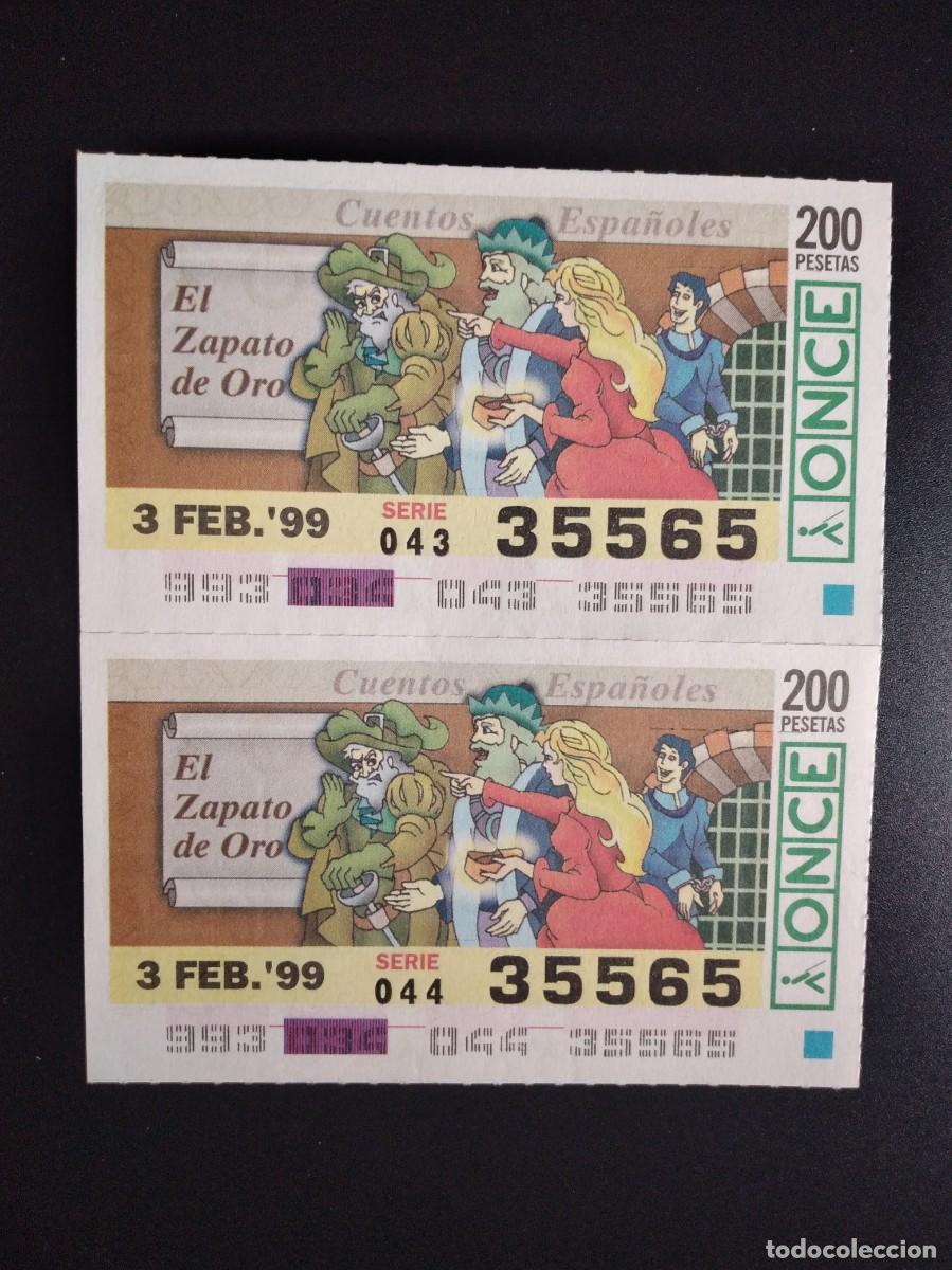 Cupones ONCE: 2 CUP&Oacute;N ONCE CUENTOS ESPA&Ntilde;OLES EL ZAPATO DE ORO 3 FEBRERO 99 1999 35565