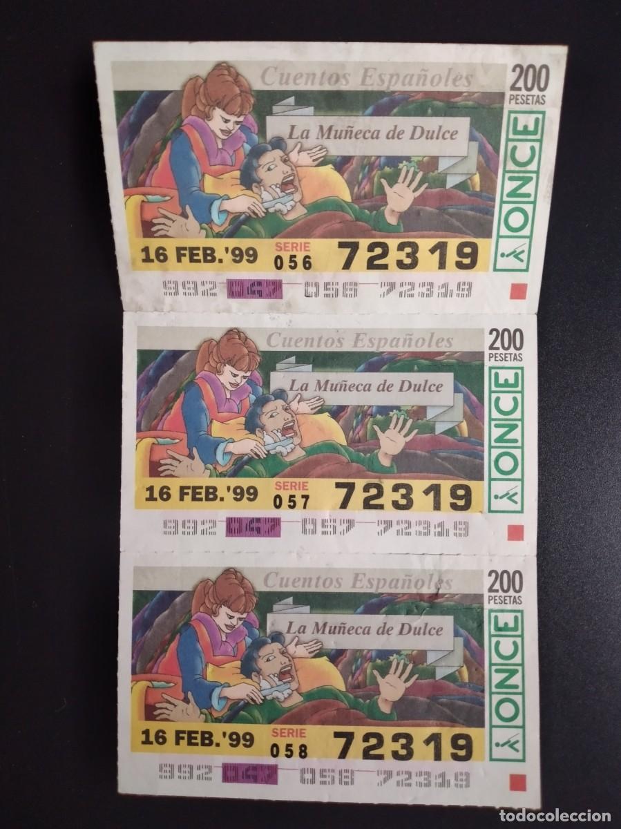 Cupones ONCE: 3 CUP&Oacute;N ONCE CUENTOS ESPA&Ntilde;OLES LA MU&Ntilde;ECA DE DULCE 16 FEBRERO 99 1999 72319