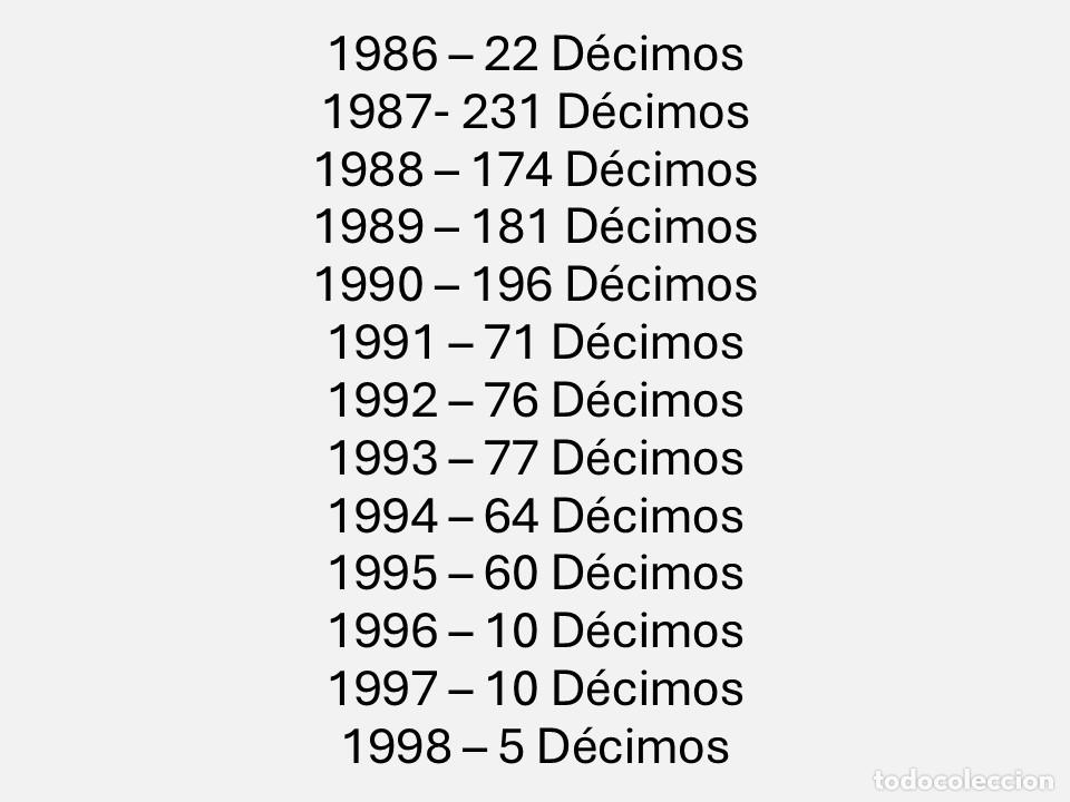 Cupones ONCE: Lote 1.165 D&eacute;cimos ONCE 1986-1998 - Foto 2