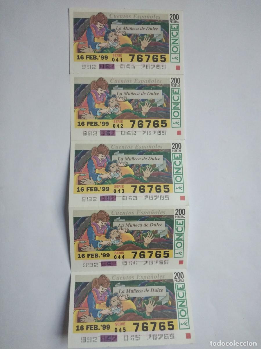 Cupones ONCE: 5 CUP&Oacute;N ONCE CUENTOS ESPA&Ntilde;OLES LA MU&Ntilde;ECA DE DULCE 16 FEBRERO 99 1999 76765