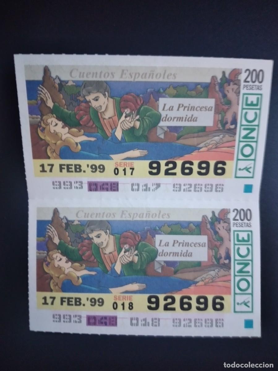 Cupones ONCE: 2 CUP&Oacute;N ONCE CUENTOS ESPA&Ntilde;OLES LA PRINCESA DORMIDA 17 FEBRERO 99 1999 92696