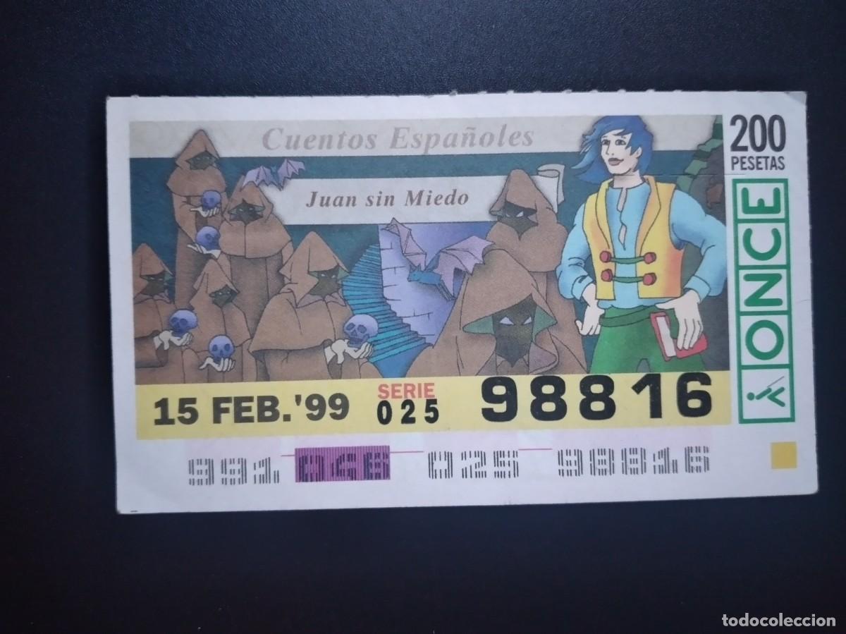 Cupones ONCE: CUP&Oacute;N ONCE CUENTOS ESPA&Ntilde;OLES JUAN SIN MIEDO 15 FEBRERO 99 1999 98816