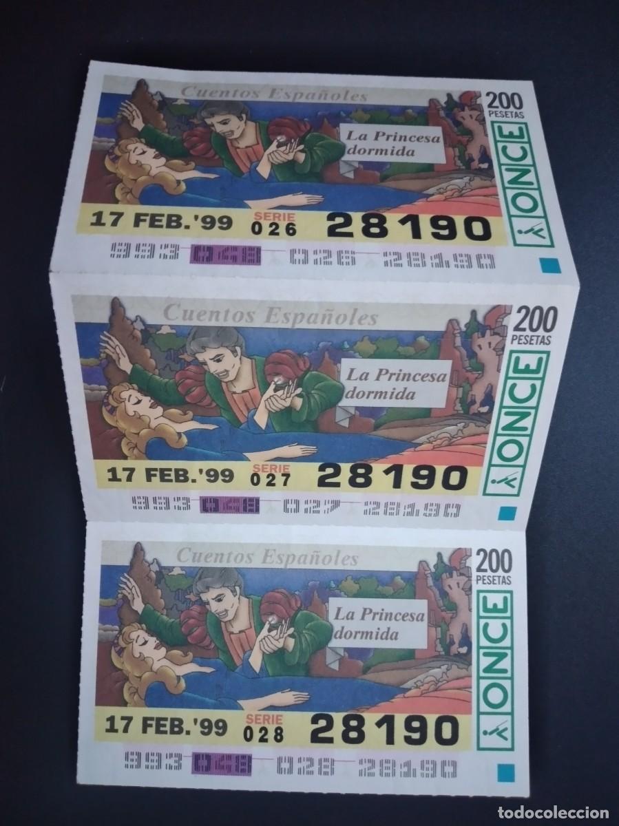 Cupones ONCE: 3 CUP&Oacute;N ONCE CUENTOS ESPA&Ntilde;OLES LA PRINCESA DORMIDA 17 FEBRERO 99 1999 28190