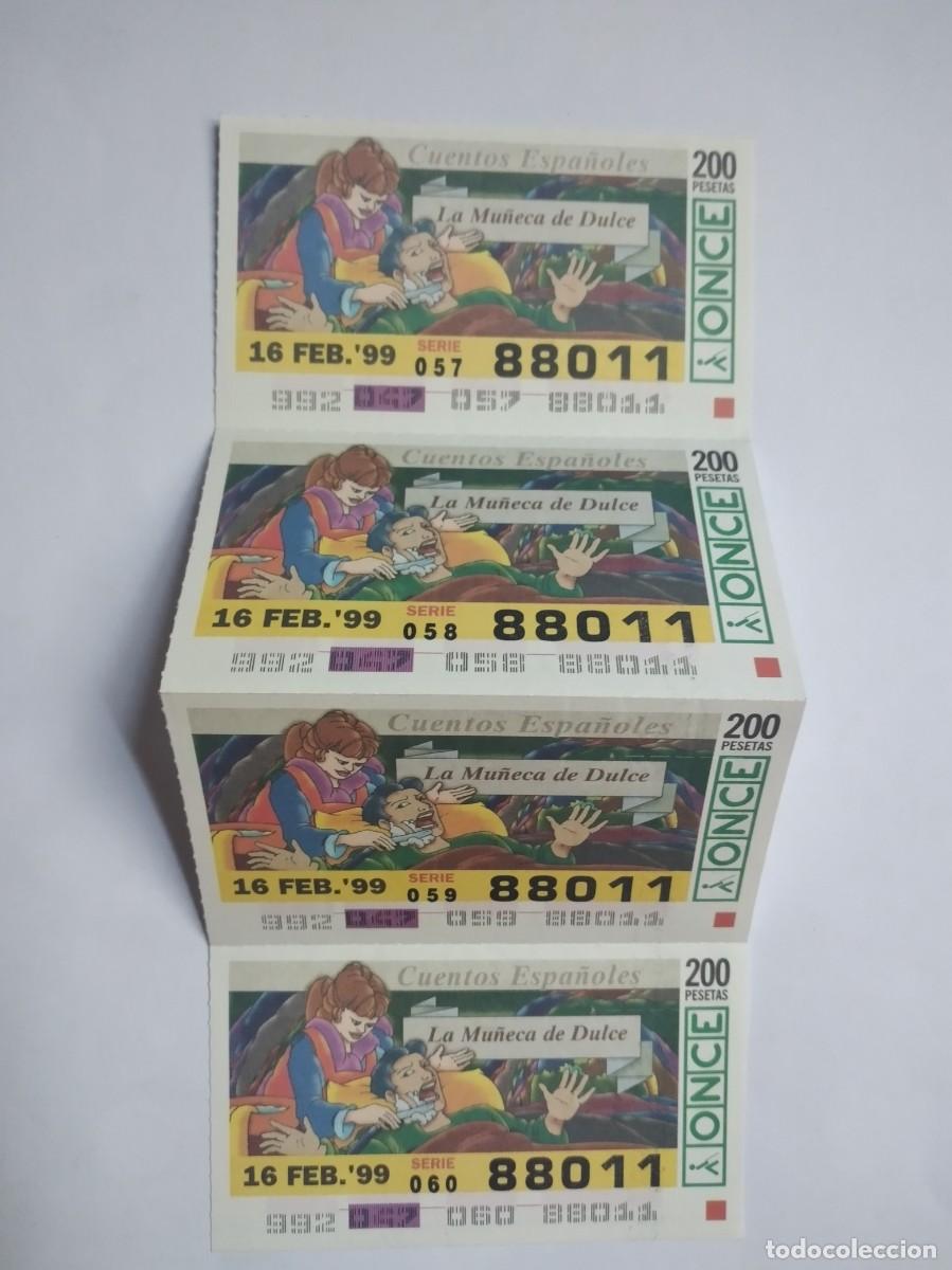 Cupones ONCE: 4 CUP&Oacute;N ONCE CUENTOS ESPA&Ntilde;OLES LA MU&Ntilde;ECA DE DULCE 16 FEBRERO 99 1999 88011