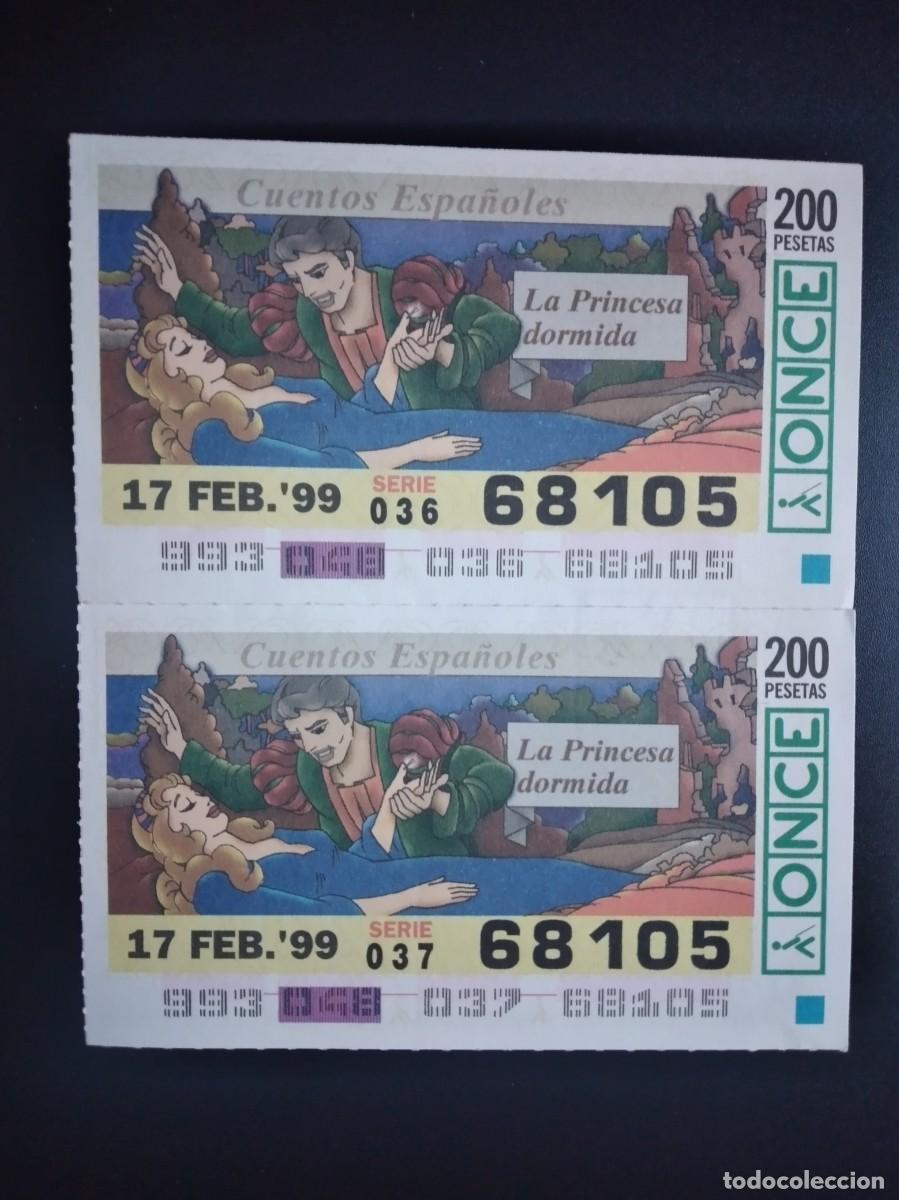 Cupones ONCE: 2 CUP&Oacute;N ONCE CUENTOS ESPA&Ntilde;OLES LA PRINCESA DORMIDA 17 FEBRERO 99 1999 68105