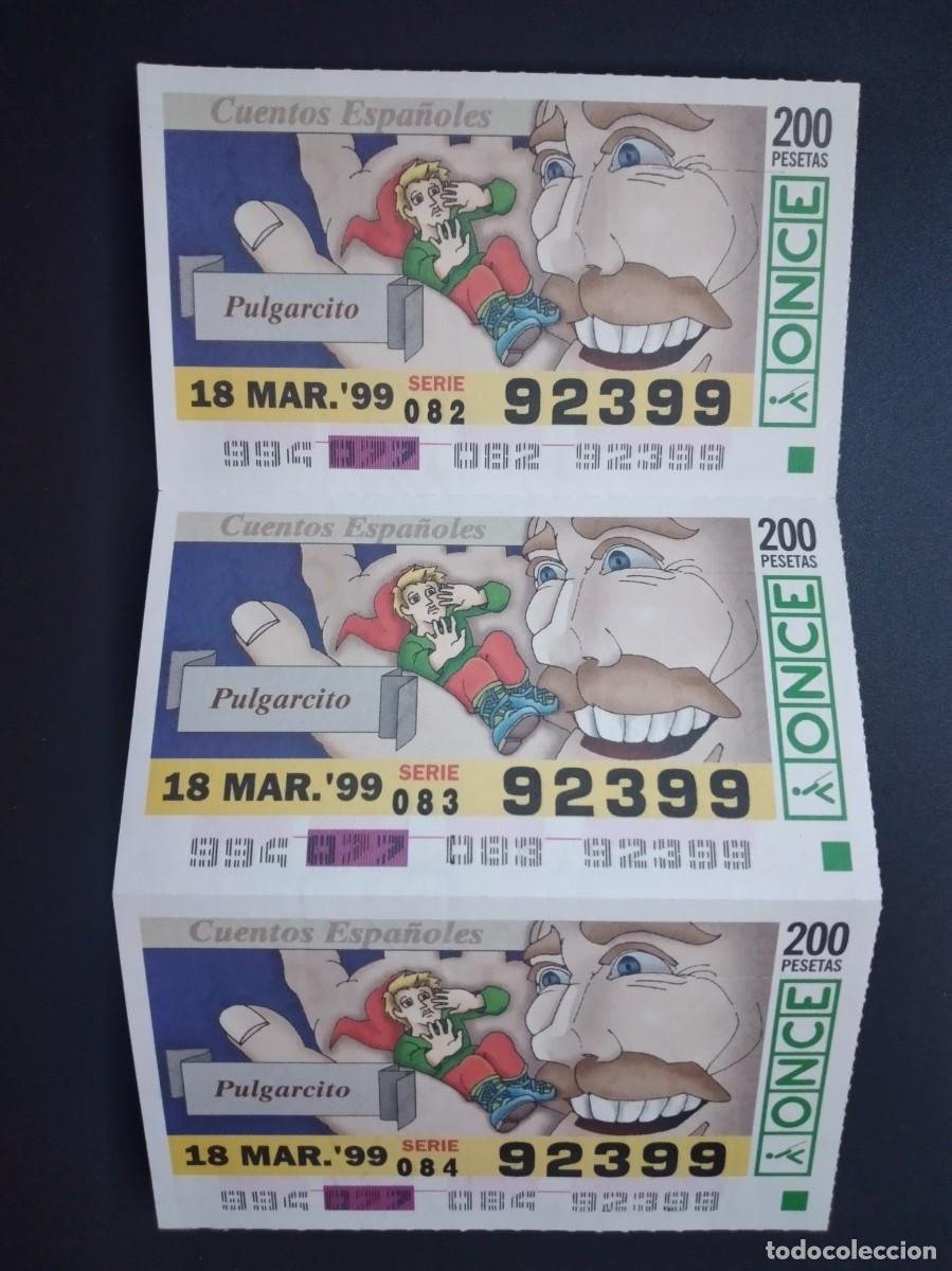 Cupones ONCE: 3 CUP&Oacute;N ONCE CUENTOS ESPA&Ntilde;OLES PULGARCITO 18 MARZO 99 1999 92399