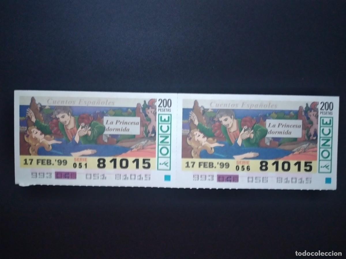 Cupones ONCE: 2 CUP&Oacute;N ONCE CUENTOS ESPA&Ntilde;OLES LA PRINCESA DORMIDA 17 FEBRERO 99 1999 81015
