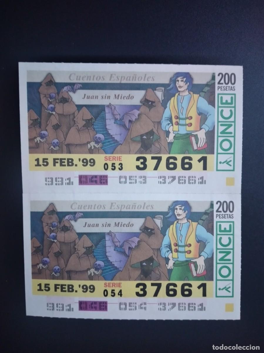 Cupones ONCE: 2 CUP&Oacute;N ONCE CUENTOS ESPA&Ntilde;OLES JUAN SIN MIEDO 15 FEBRERO 99 1999 37661