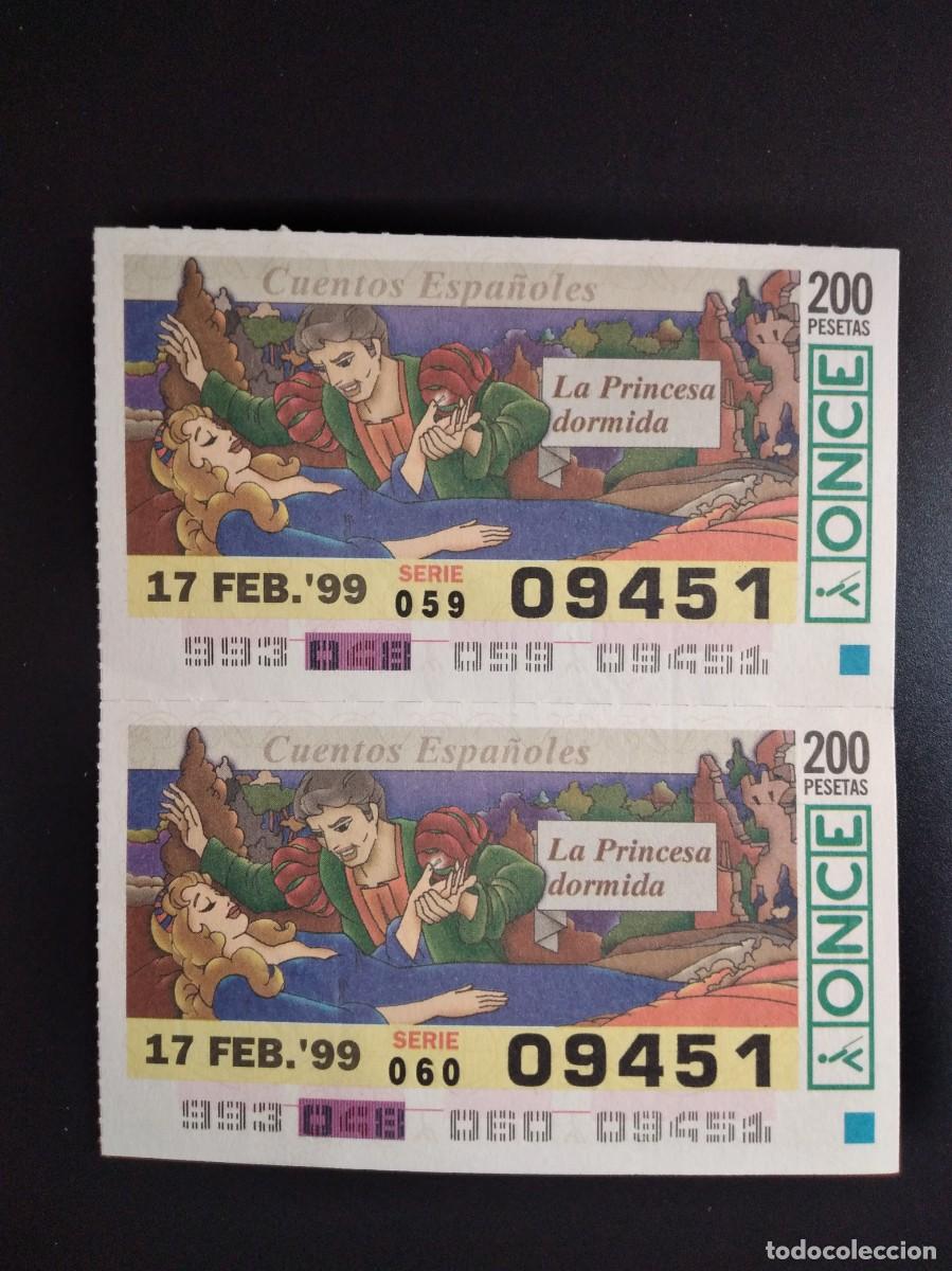 Cupones ONCE: 2 CUP&Oacute;N ONCE CUENTOS ESPA&Ntilde;OLES LA PRINCESA DORMIDA 17 FEBRERO 99 1999 09451