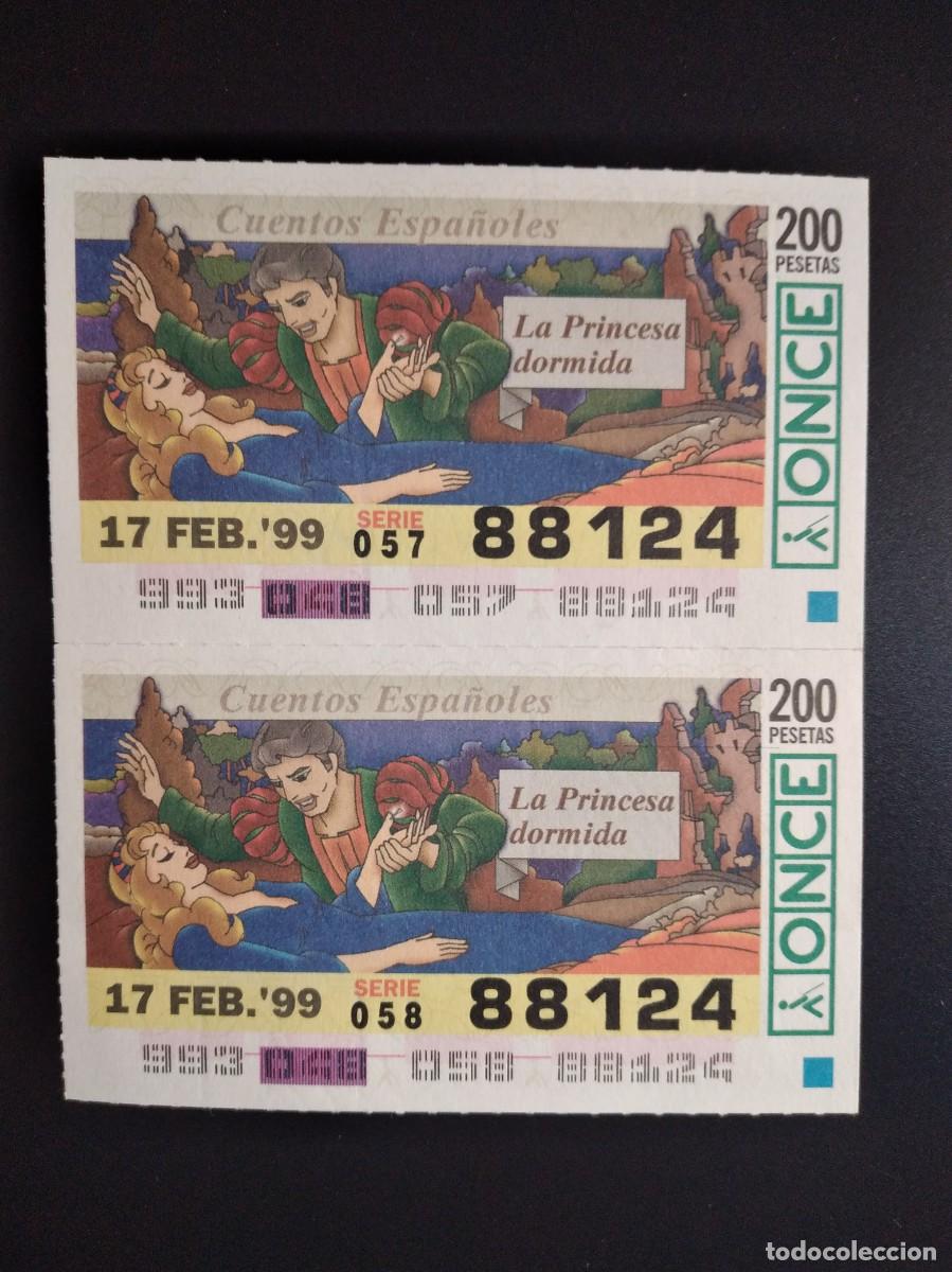 Cupones ONCE: 2 CUP&Oacute;N ONCE CUENTOS ESPA&Ntilde;OLES LA PRINCESA DORMIDA 17 FEBRERO 99 1999 88124