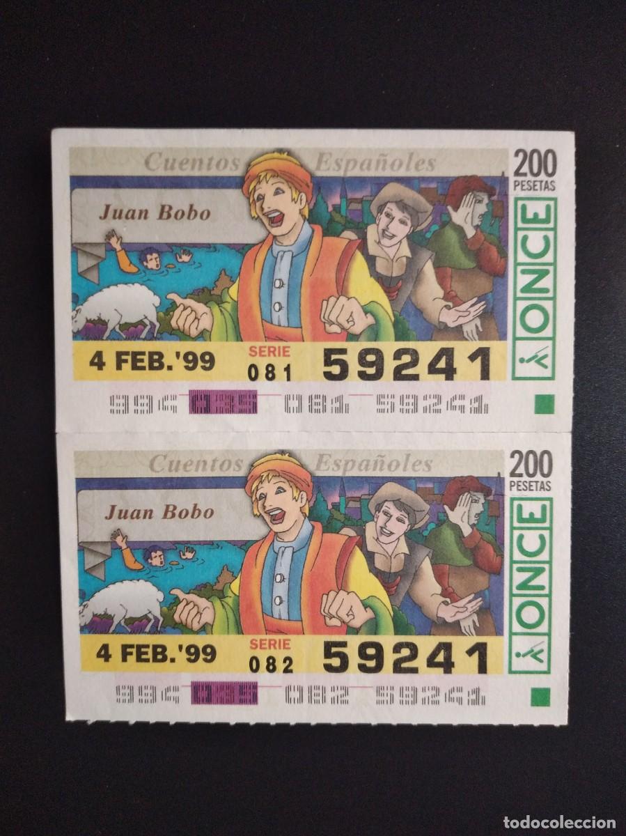 Cupones ONCE: 2 CUP&Oacute;N ONCE CUENTOS ESPA&Ntilde;OLES JUAN BOBO 4 FEBRERO 99 1999 59241