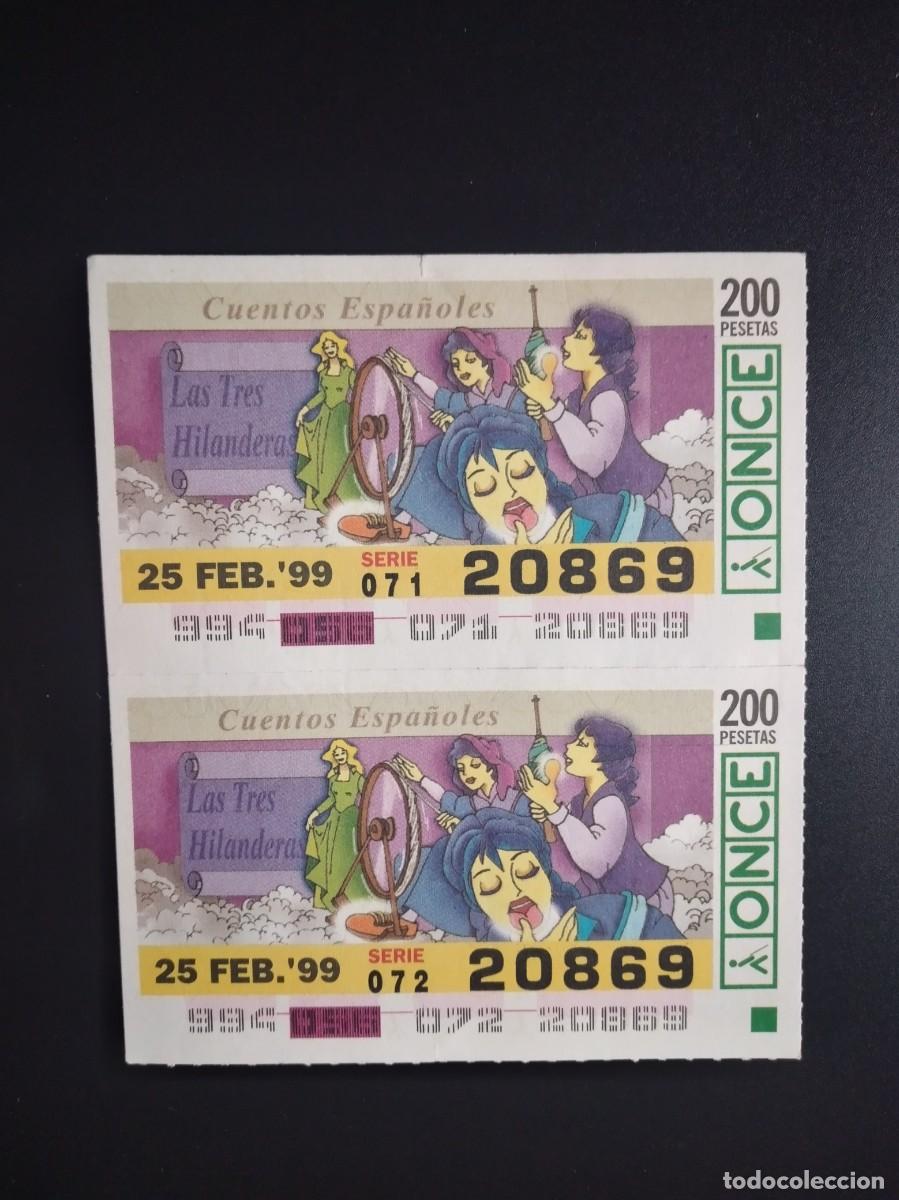 Cupones ONCE: 2 CUP&Oacute;N ONCE CUENTOS ESPA&Ntilde;OLES LAS TRES HILANDERAS 25 FEBRERO 99 1999 20869