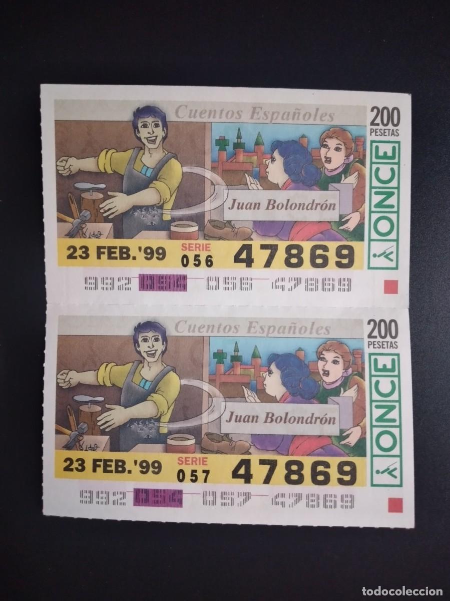 Cupones ONCE: 2 CUP&Oacute;N ONCE CUENTOS ESPA&Ntilde;OLES JUAN BOLONDR&Oacute;N 23 FEBRERO 99 1999 47869
