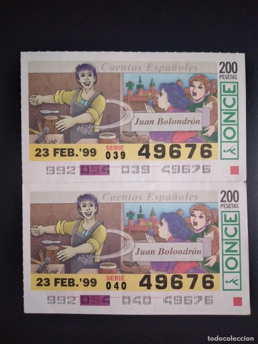 Cupones ONCE: 2 CUP&Oacute;N ONCE CUENTOS ESPA&Ntilde;OLES JUAN BOLONDR&Oacute;N 23 FEBRERO 99 1999 49676