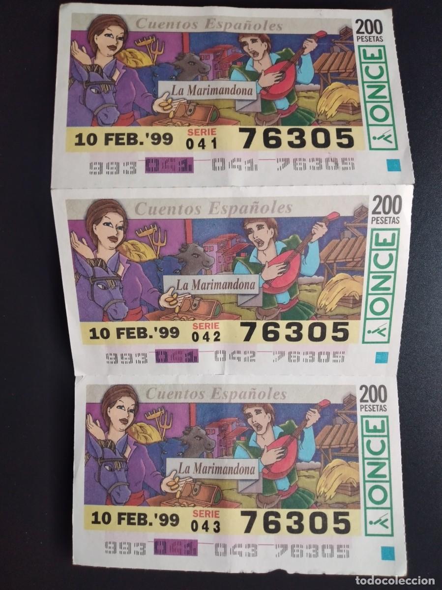 Cupones ONCE: 3 CUP&Oacute;N ONCE CUENTOS ESPA&Ntilde;OLES LA MARIMANDONA 10 FEBRERO 99 1999 76305