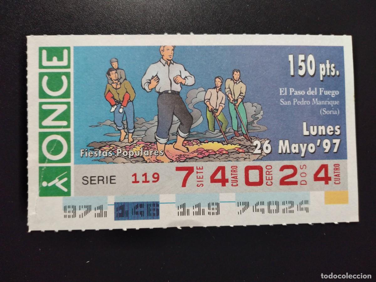 Cupones ONCE: CUP&Oacute;N ONCE FIESTAS POPULARES EL PASO DEL FUEGO SAN PEDRO MANRIQUE SORIA 26 MAYO 97 1997 74024