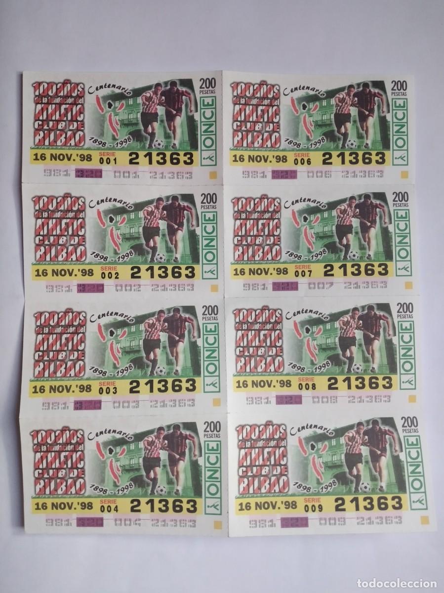 Cupones ONCE: 8 CUP&Oacute;N ONCE CENTENARIO FUNDACI&Oacute;N ATHLETIC CLUB BILBAO F&Uacute;TBOL 16 NOVIEMBRE 98 1998 21363