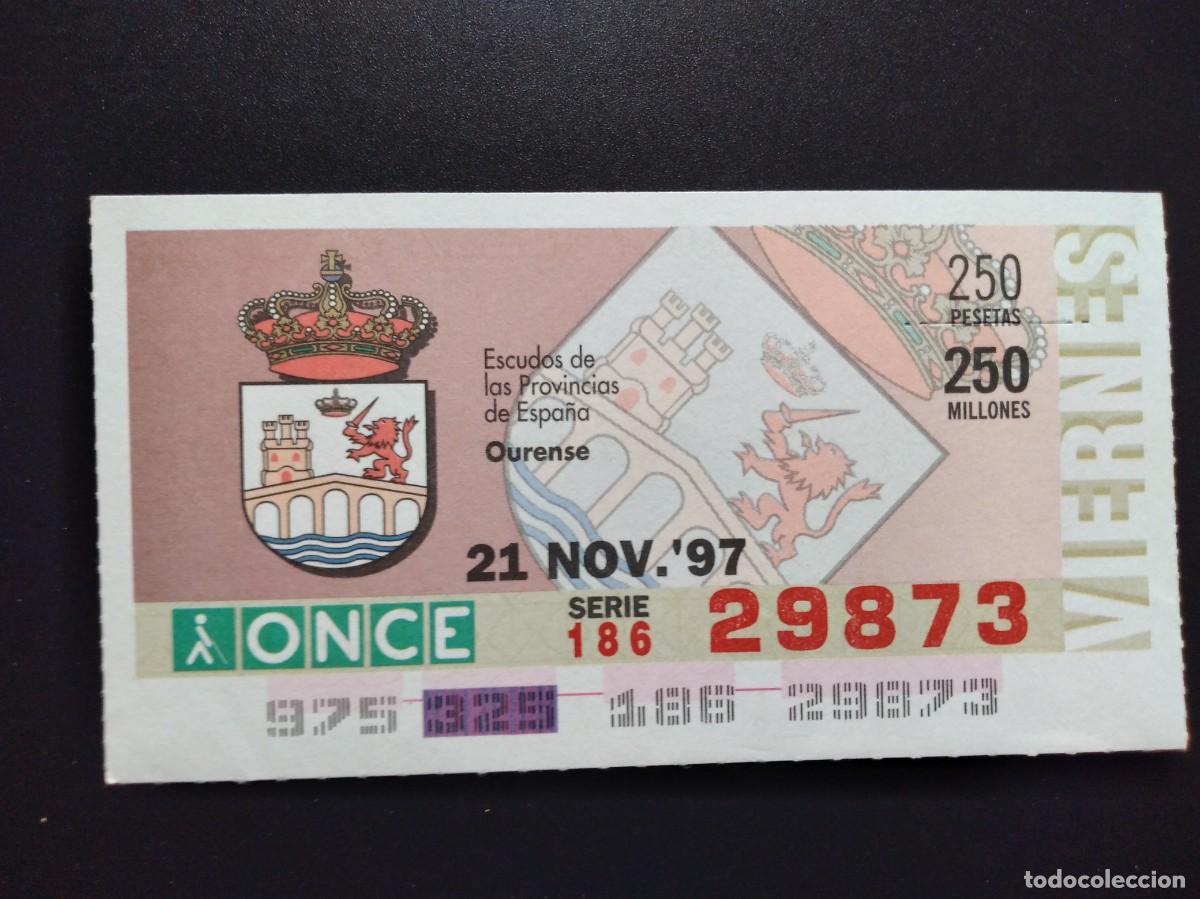 Cupones ONCE: CUP&Oacute;N ONCE OURENSE ESCUDOS DE LAS PROVINCIAS DE ESPA&Ntilde;A 21 NOVIEMBRE 97 1997 29873