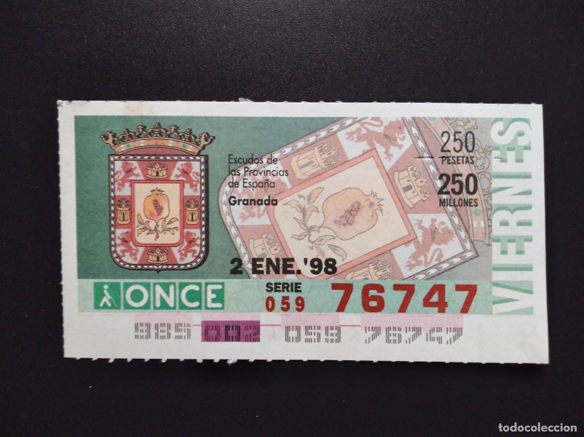 Cupones ONCE: CUP&Oacute;N ONCE GRANADA ESCUDOS DE LAS PROVINCIAS DE ESPA&Ntilde;A 2 ENERO 98 1998 76747