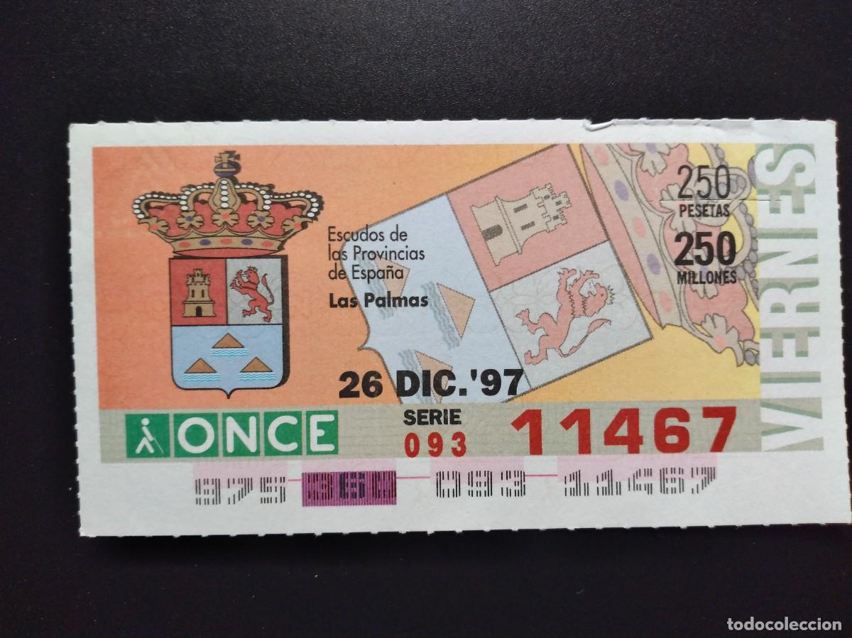 Cupones ONCE: CUP&Oacute;N ONCE LAS PALMAS ESCUDOS DE LAS PROVINCIAS DE ESPA&Ntilde;A 26 DICIEMBRE 97 1997 11467