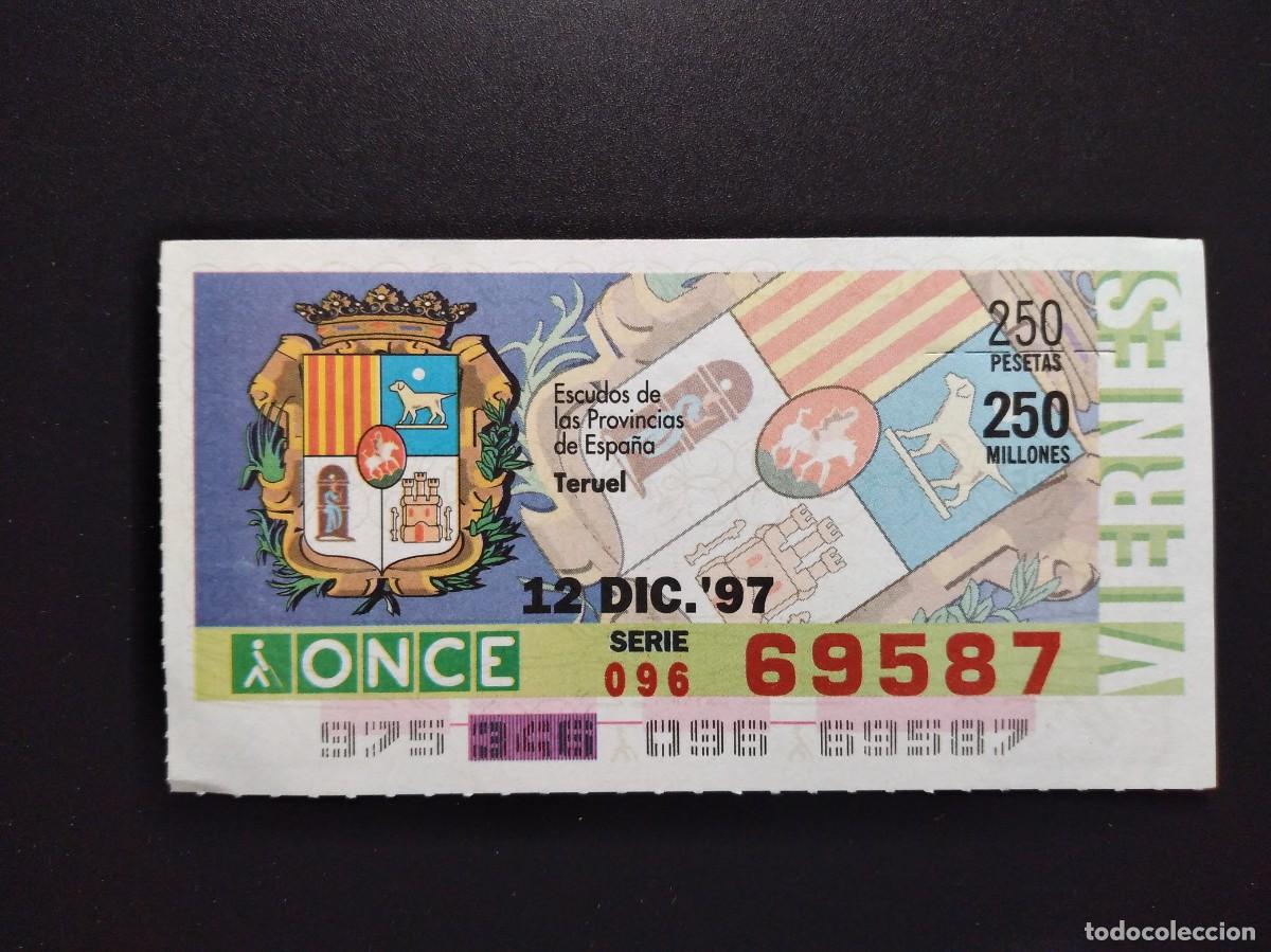 Cupones ONCE: CUP&Oacute;N ONCE TERUEL ESCUDOS DE LAS PROVINCIAS DE ESPA&Ntilde;A 12 DICIEMBRE 97 1997 69587