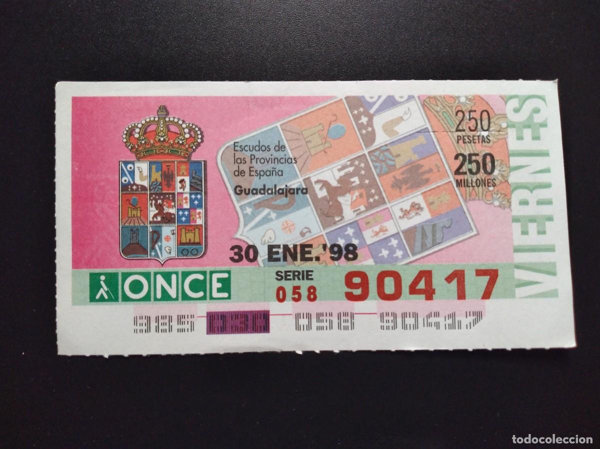 Cupones ONCE: CUP&Oacute;N ONCE GUADALAJARA ESCUDOS DE LAS PROVINCIAS DE ESPA&Ntilde;A 30 ENERO 98 1998 90417